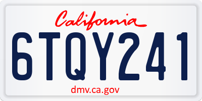 CA license plate 6TQY241