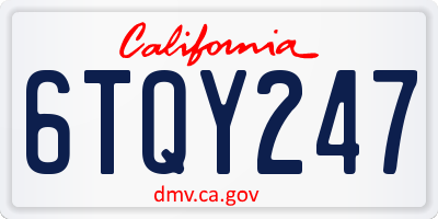 CA license plate 6TQY247