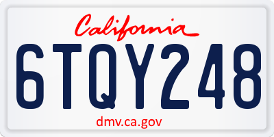 CA license plate 6TQY248