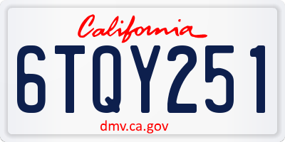 CA license plate 6TQY251