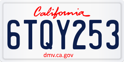 CA license plate 6TQY253