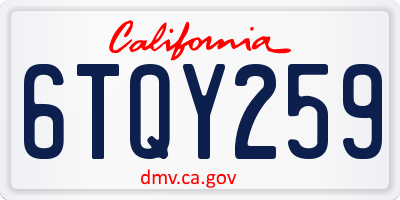 CA license plate 6TQY259