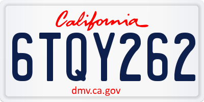 CA license plate 6TQY262