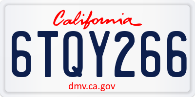 CA license plate 6TQY266