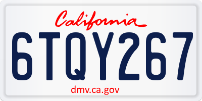 CA license plate 6TQY267