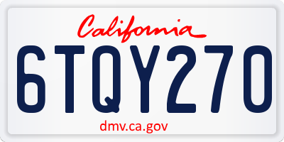 CA license plate 6TQY270