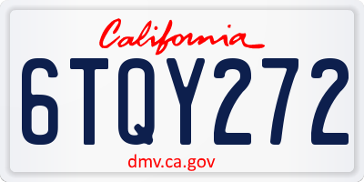 CA license plate 6TQY272
