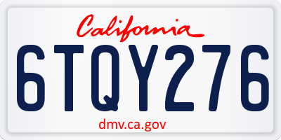 CA license plate 6TQY276