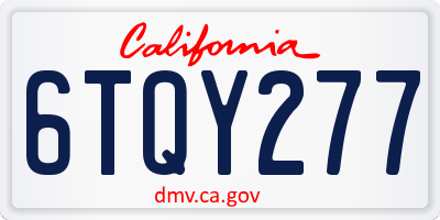 CA license plate 6TQY277