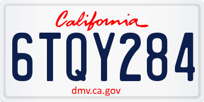 CA license plate 6TQY284
