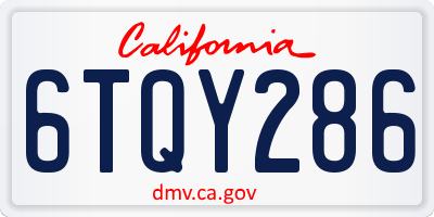 CA license plate 6TQY286