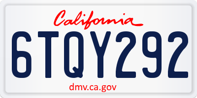 CA license plate 6TQY292