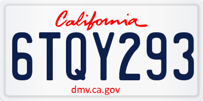 CA license plate 6TQY293