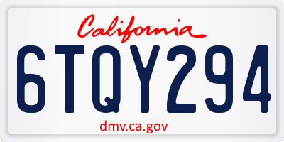 CA license plate 6TQY294