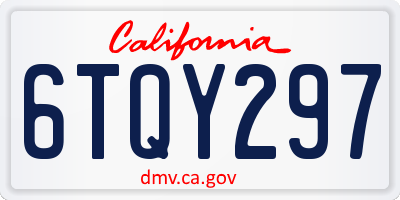 CA license plate 6TQY297