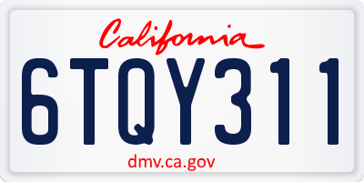 CA license plate 6TQY311