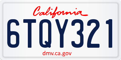 CA license plate 6TQY321