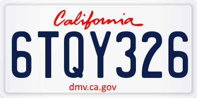 CA license plate 6TQY326