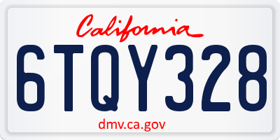 CA license plate 6TQY328