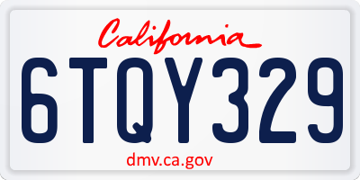 CA license plate 6TQY329
