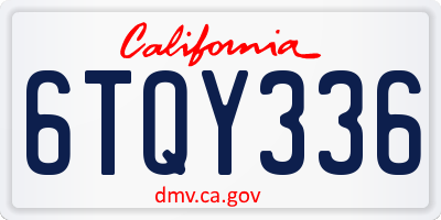 CA license plate 6TQY336