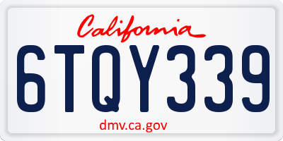 CA license plate 6TQY339