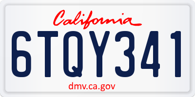CA license plate 6TQY341