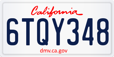 CA license plate 6TQY348