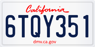CA license plate 6TQY351