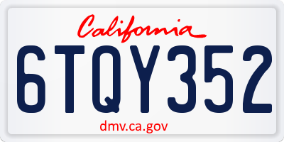 CA license plate 6TQY352