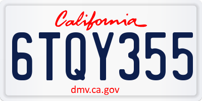CA license plate 6TQY355