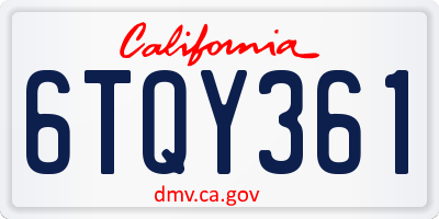 CA license plate 6TQY361