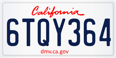 CA license plate 6TQY364