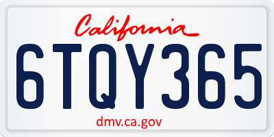 CA license plate 6TQY365