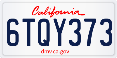 CA license plate 6TQY373