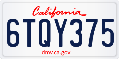 CA license plate 6TQY375