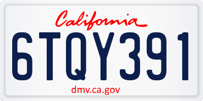 CA license plate 6TQY391