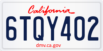 CA license plate 6TQY402