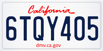 CA license plate 6TQY405