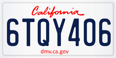 CA license plate 6TQY406