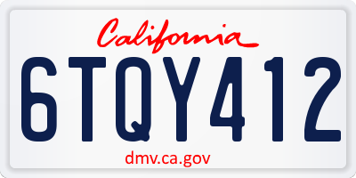 CA license plate 6TQY412
