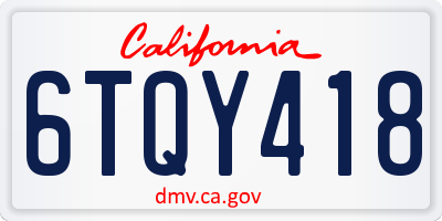 CA license plate 6TQY418