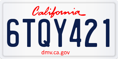CA license plate 6TQY421