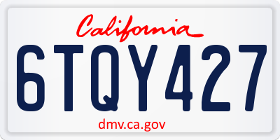 CA license plate 6TQY427