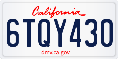 CA license plate 6TQY430
