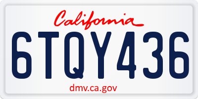 CA license plate 6TQY436