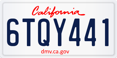 CA license plate 6TQY441