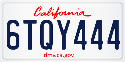 CA license plate 6TQY444