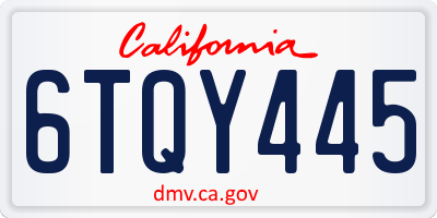 CA license plate 6TQY445