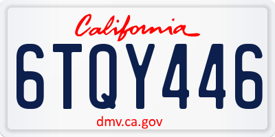 CA license plate 6TQY446